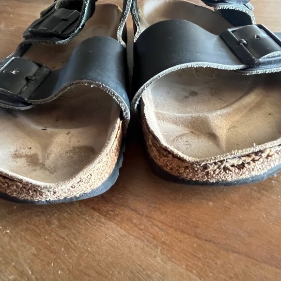 Birkenstock‎ Arizona 39 Black Soft Leather With Heel Strap *Worn See photos - Picture 5 of 11